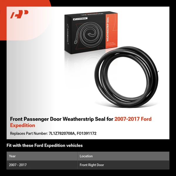 Front Passenger Door Weatherstrip Seal for 2007-2017 Ford Expedition