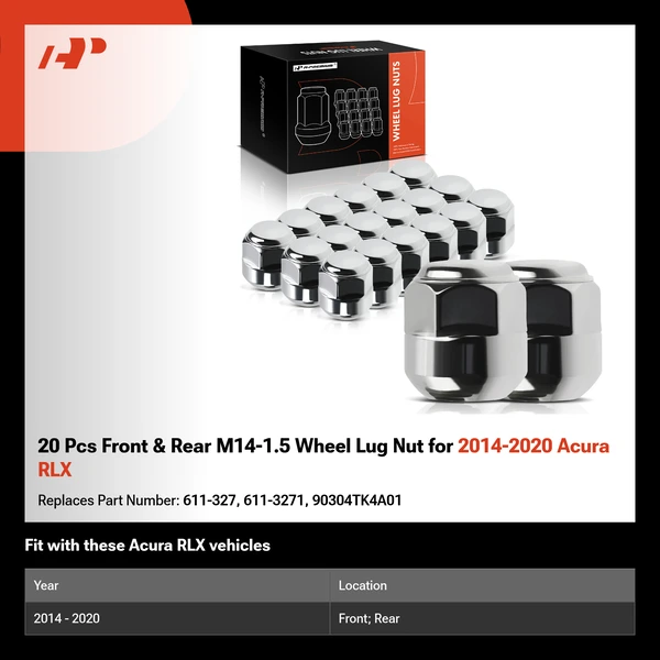 20 Pcs Front & Rear M14-1.5 Wheel Lug Nut for 2014-2020 Acura RLX