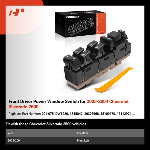 Front Driver Power Window Switch for 2003-2004 Chevrolet Silverado 2500