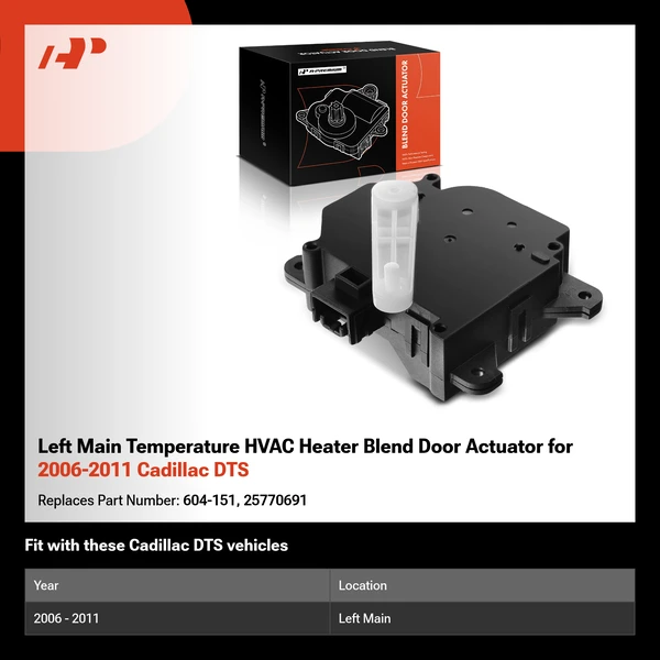 Left Main Temperature HVAC Heater Blend Door Actuator for 2006-2011 Cadillac DTS