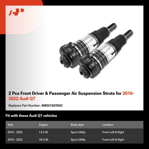 2 Pcs Front Driver & Passenger Air Suspension Struts for 2016-2022 Audi Q7