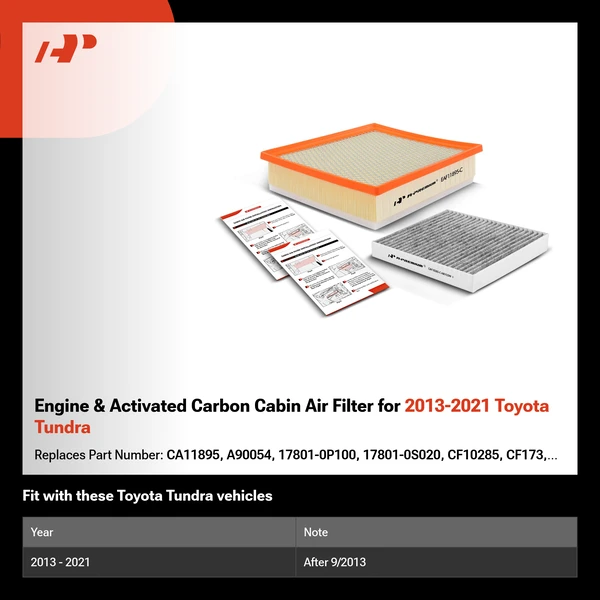 Engine & Activated Carbon Cabin Air Filter for 2013-2021 Toyota Tundra