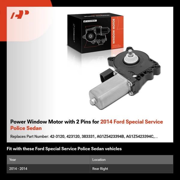 Power Window Motor with 2 Pins for 2014 Ford Special Service Police Sedan