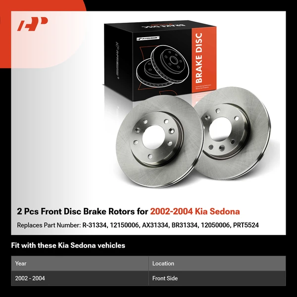 2 Pcs Front Disc Brake Rotors for 2002-2004 Kia Sedona