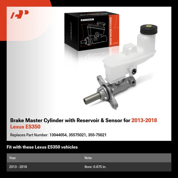 Brake Master Cylinder with Reservoir & Sensor for 2013-2018 Lexus ES350