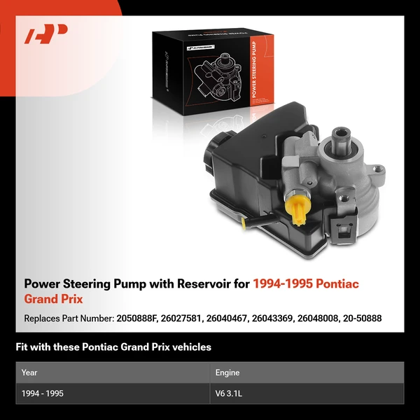 Power Steering Pump with Reservoir for 1994-1995 Pontiac Grand Prix