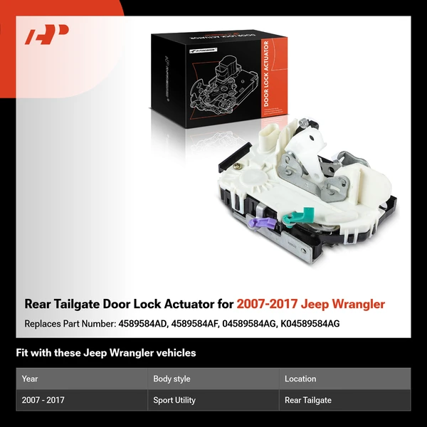 Rear Tailgate Door Lock Actuator for 2007-2017 Jeep Wrangler