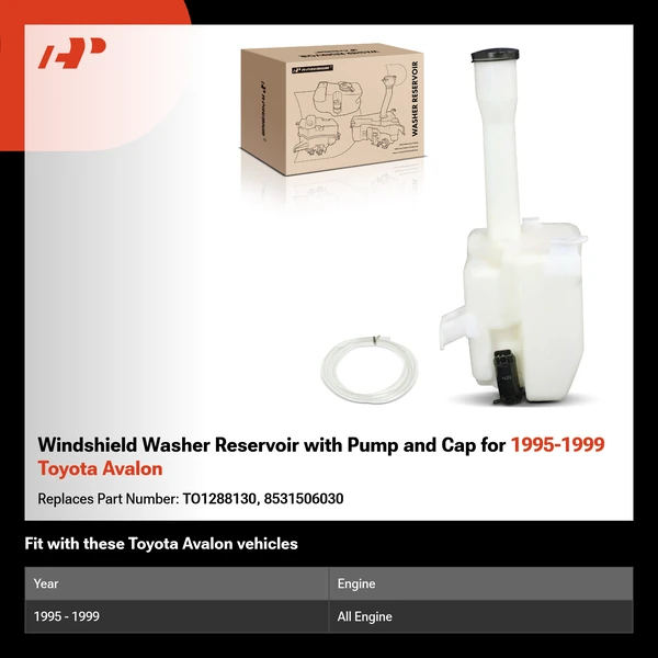 Windshield Washer Reservoir with Pump and Cap for 1995-1999 Toyota Avalon