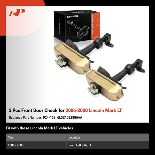 2 Pcs Front Door Check for 2006-2008 Lincoln Mark LT