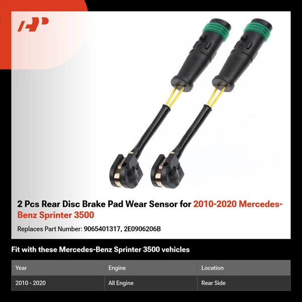 2 Pcs Rear Disc Brake Pad Wear Sensor for 2010-2020 Mercedes-Benz Sprinter 3500