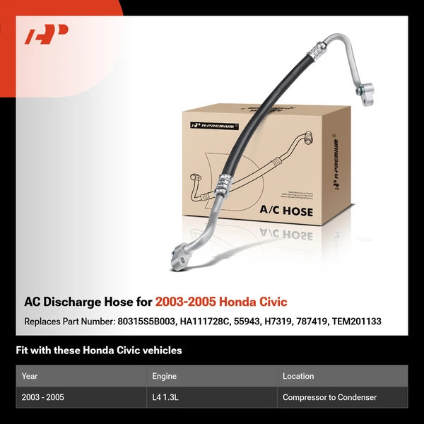 AC Discharge Hose for 2003-2005 Honda Civic