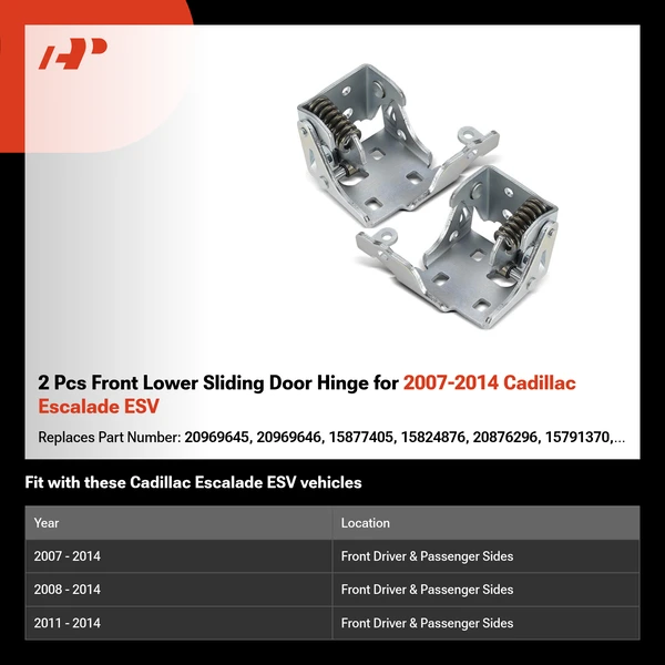2 Pcs Front Lower Sliding Door Hinge for 2007-2014 Cadillac Escalade ESV