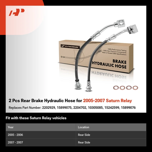 2 Pcs Rear Brake Hydraulic Hose for 2005-2007 Saturn Relay