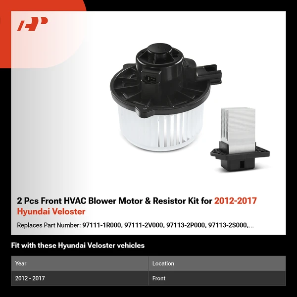 2 Pcs Front HVAC Blower Motor & Resistor Kit for 2012-2017 Hyundai Veloster