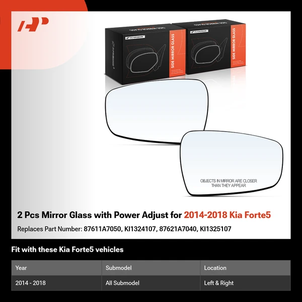 2 Pcs Mirror Glass with Power Adjust for 2014-2018 Kia Forte5