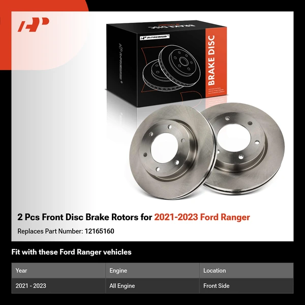 2 Pcs Front Disc Brake Rotors for 2021-2023 Ford Ranger