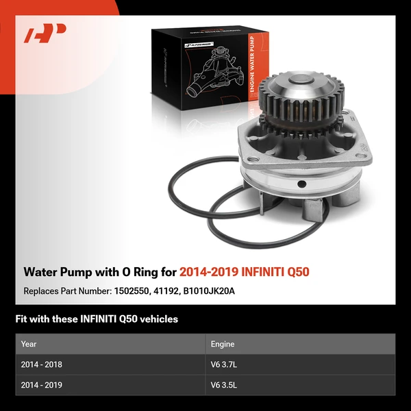 Water Pump with O Ring for 2014-2019 INFINITI Q50