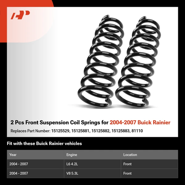 2 Pcs Front Suspension Coil Springs for 2004-2007 Buick Rainier