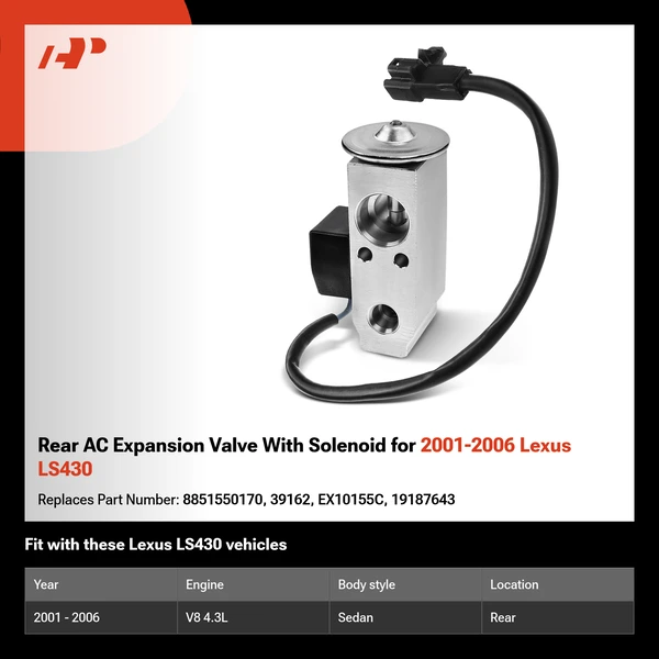 Rear AC Expansion Valve With Solenoid for 2001-2006 Lexus LS430