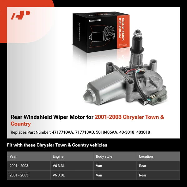 Rear Windshield Wiper Motor for 2001-2003 Chrysler Town & Country