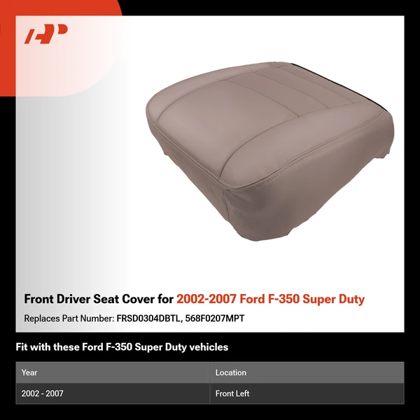 Front Driver Seat Cover for 2002-2007 Ford F-350 Super Duty
