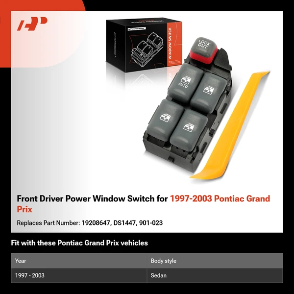 Front Driver Power Window Switch for 1997-2003 Pontiac Grand Prix