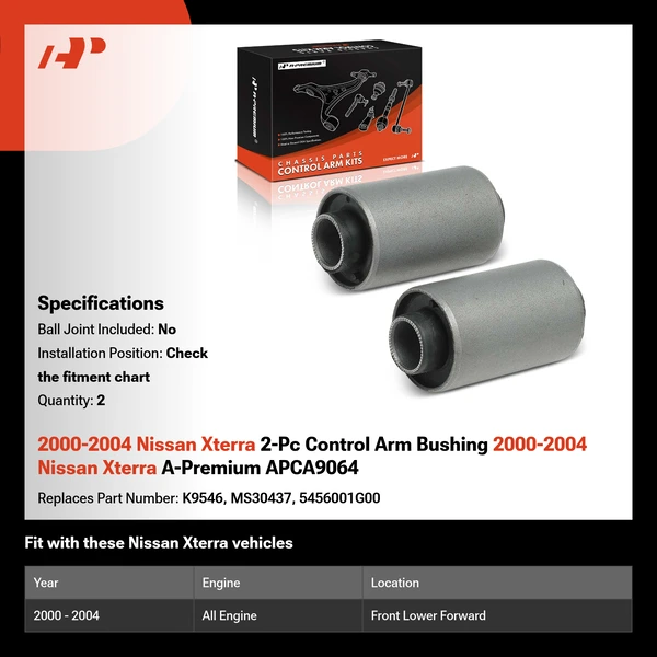 2000-2004 Nissan Xterra 2-Pc Control Arm Bushing 2000-2004 Nissan Xterra A-Premium APCA9064