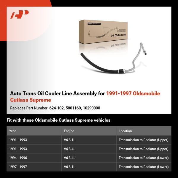 Auto Trans Oil Cooler Line Assembly for 1991-1997 Oldsmobile Cutlass Supreme