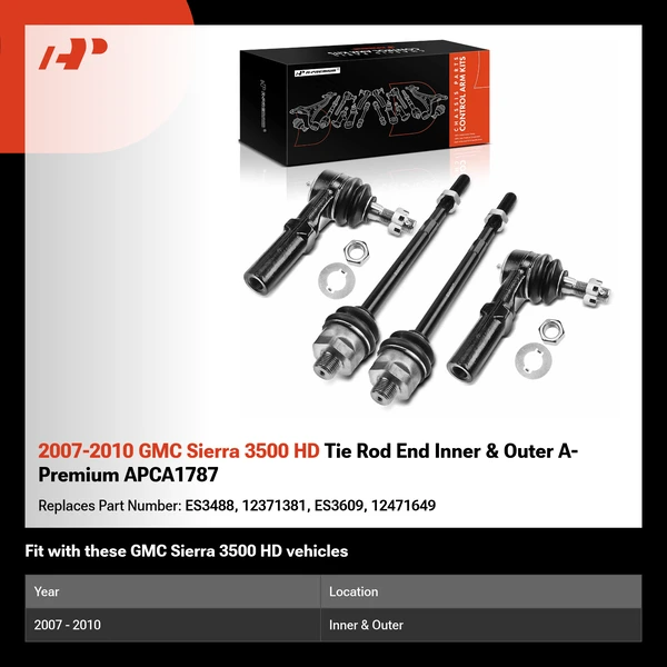 2007-2010 GMC Sierra 3500 HD Tie Rod End Inner & Outer A-Premium APCA1787