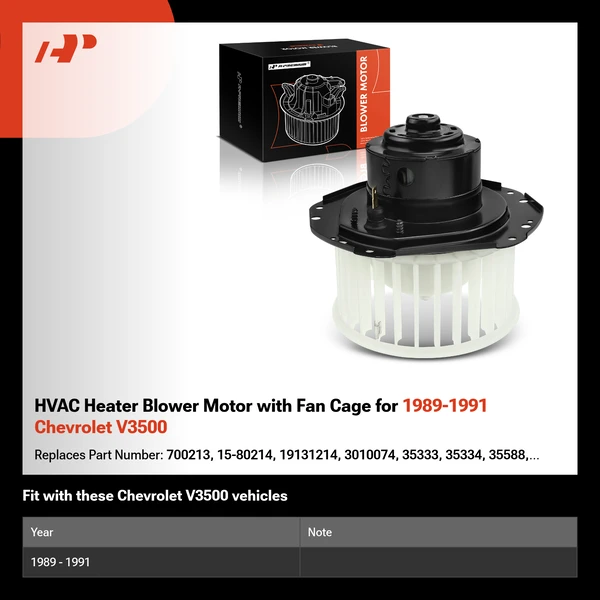 HVAC Heater Blower Motor with Fan Cage for 1989-1991 Chevrolet V3500