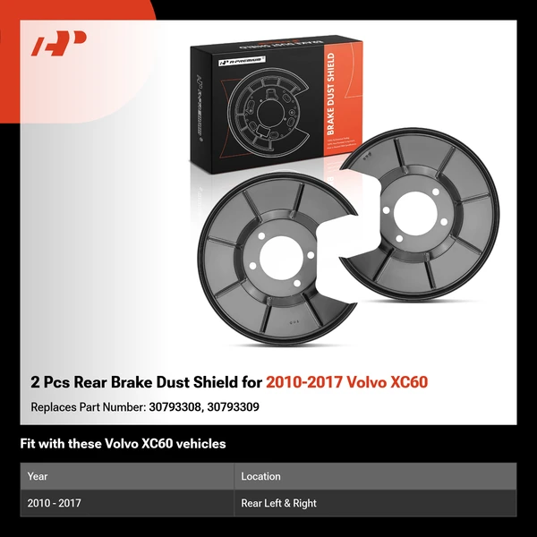 2 Pcs Rear Brake Dust Shield for 2010-2017 Volvo XC60