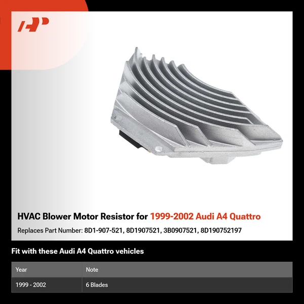 HVAC Blower Motor Resistor for 1999-2002 Audi A4 Quattro
