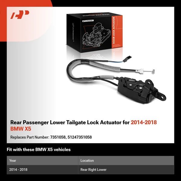 Rear Passenger Lower Tailgate Lock Actuator for 2014-2018 BMW X5