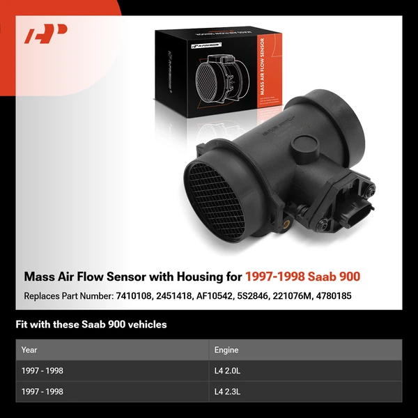 Mass Air Flow Sensor with Housing for 1997-1998 Saab 900