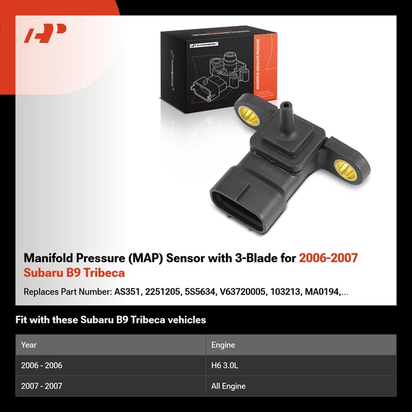 Manifold Pressure (MAP) Sensor with 3-Blade for 2006-2007 Subaru B9 Tribeca