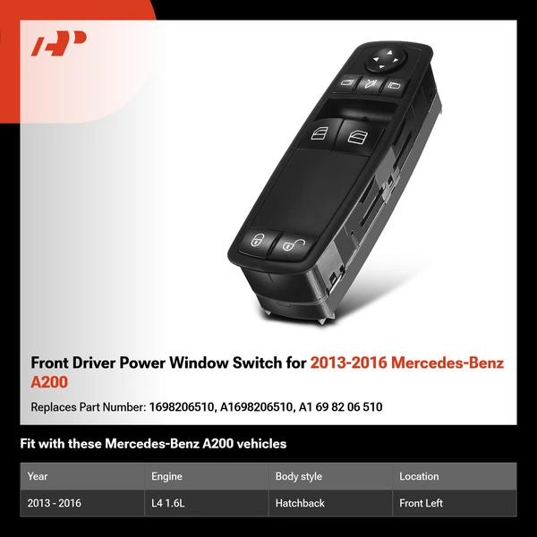 Front Driver Power Window Switch for 2013-2016 Mercedes-Benz A200