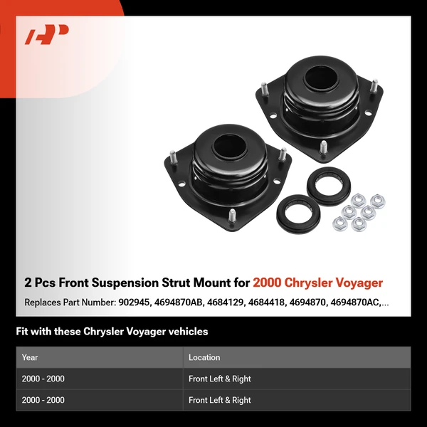 2 Pcs Front Suspension Strut Mount for 2000 Chrysler Voyager