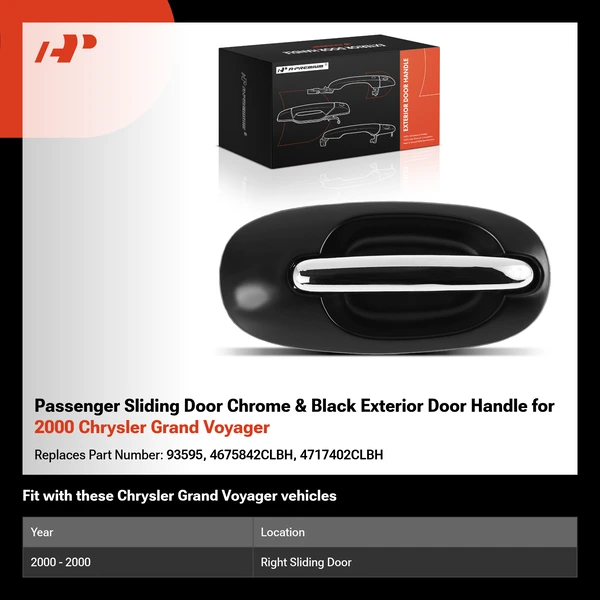 Passenger Sliding Door Chrome & Black Exterior Door Handle for 2000 Chrysler Grand Voyager