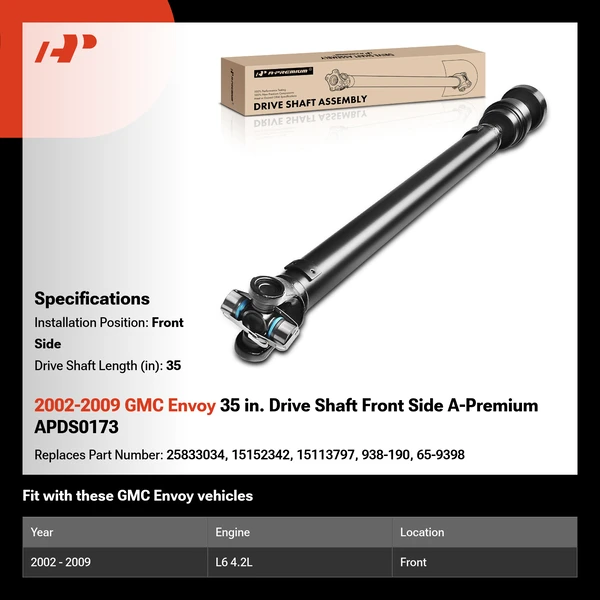 2002-2009 GMC Envoy 35 in. Drive Shaft Front Side A-Premium APDS0173