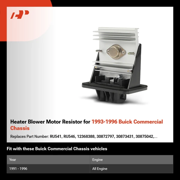 Heater Blower Motor Resistor for 1993-1996 Buick Commercial Chassis