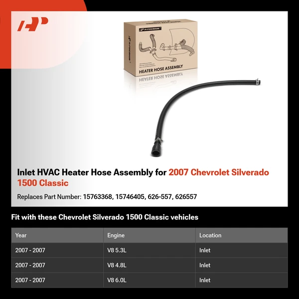 Inlet HVAC Heater Hose Assembly for 2007 Chevrolet Silverado 1500 Classic