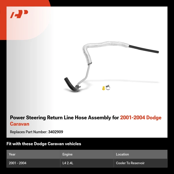 Power Steering Return Line Hose Assembly for 2001-2004 Dodge Caravan