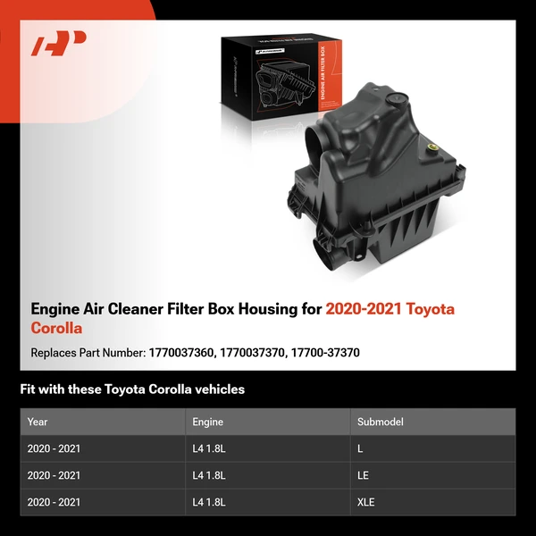 Engine Air Cleaner Filter Box Housing for 2020-2021 Toyota Corolla