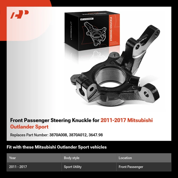 Front Passenger Steering Knuckle for 2011-2017 Mitsubishi Outlander Sport