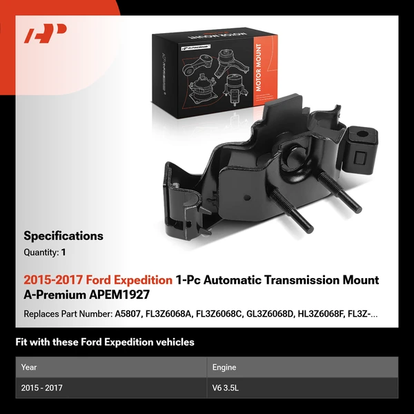 2015-2017 Ford Expedition 1-Pc Automatic Transmission Mount A-Premium APEM1927