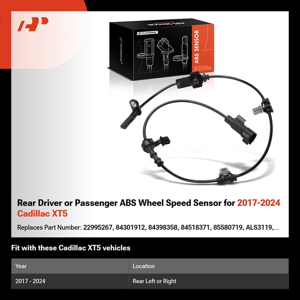 Rear Driver or Passenger ABS Wheel Speed Sensor for 2017-2024 Cadillac XT5