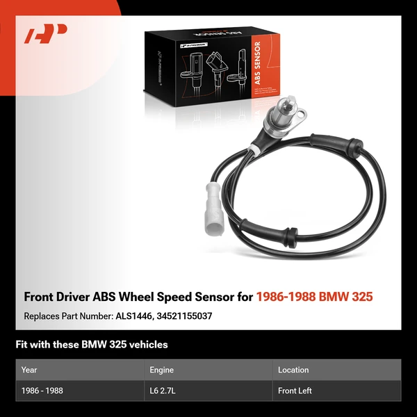 Front Driver ABS Wheel Speed Sensor for 1986-1988 BMW 325