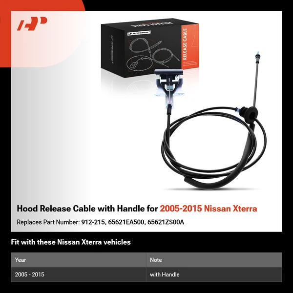Hood Release Cable with Handle for 2005-2015 Nissan Xterra