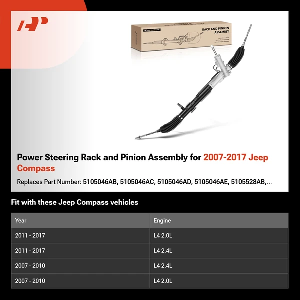 Power Steering Rack and Pinion Assembly for 2007-2017 Jeep Compass