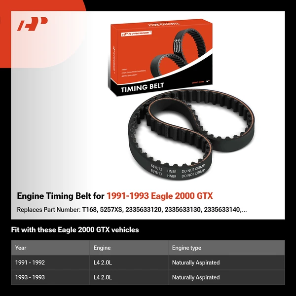 Engine Timing Belt for 1991-1993 Eagle 2000 GTX
